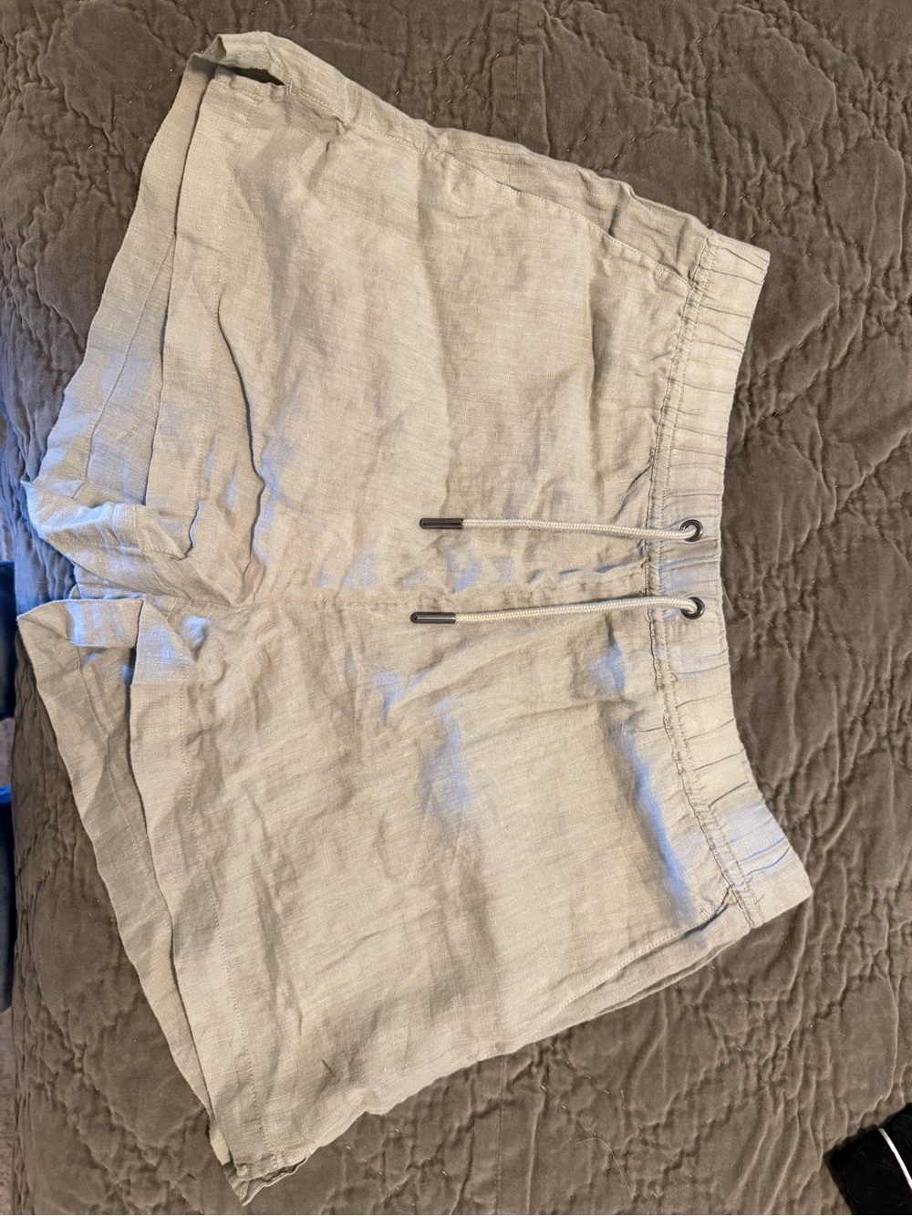 Reiss Light Beige Linen Drawstring Athletic Shorts